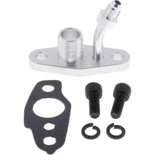 AN4 Fitting Turbo Oil Feed & Return Flange Kit with Gasket & Bolts For TOYOTA CT9/CT12/CT20/CT26 Turbochargers (Silver)