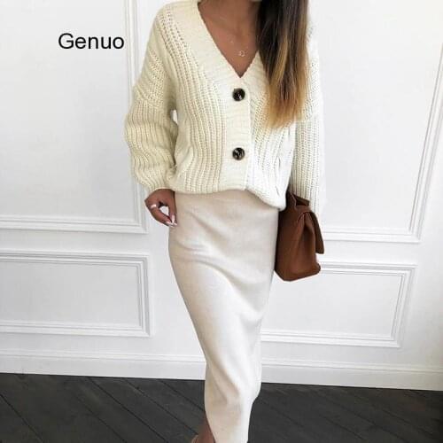 Knit Sweater Women Autumn Female Casual Long Sleeve Button Cardigan Knitted Sweaters Coat Femme Winter Warm Clothes
