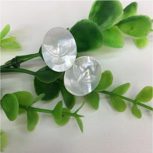 50pcs/lot)15X20mm No Hole Natural Holy Spirit Mother pearl shell peace pigeon Mother Pearl shell for DIY Jewelry