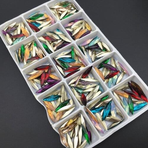 4x15mm 100PCS Resin Crystal Navette Shape Fancy Stones Pointback Rhinestones Multi Colors Jewelry Making