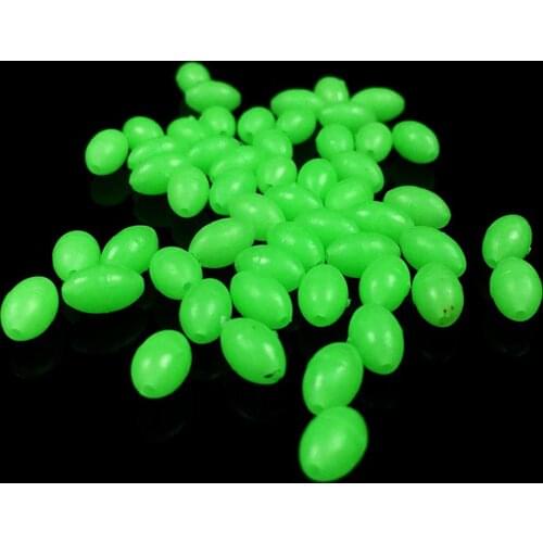 100Pcs/Bag Oval Luminous Glow in Dark Rig Beads Sea Fishing Lure Floating Tackles