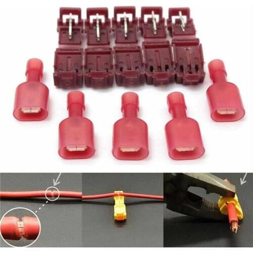 100PCS T-Tap Electrical Wire Connectors Self-Stripping Insulated Male Quick Splice Disconnect Spade Terminals 0. 5-1. 5mm2