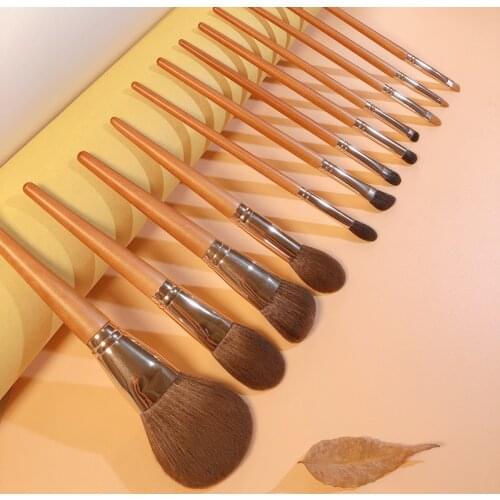 12Pcs Makeup Brushes Natural Animal Hair Foundation Powder Blush Eyeshadow Concealer Lip Eye Make Up Brush Cosmetics Beauty Tool