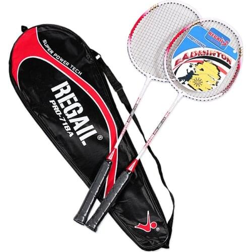 2PCS Professional Aluminum Alloy Badminton Racket Baking Paint For Metal Two-Color Racket Training Badminton Racket Set with Bag