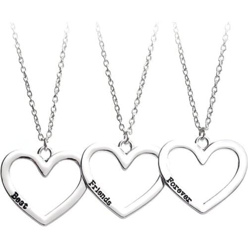 3 Pcs/Set Pendant For Three Best Friends Forever Heart Best Friends Pendant Necklace For Women Girl Jewelry Necklaces Gift