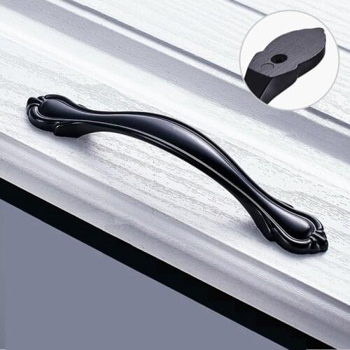 5PCS Matte Black Zinc Alloy Cabinet Handle Drawer Wardrobe Kitchen Bathroom Knob Door Furniture Handle H4436