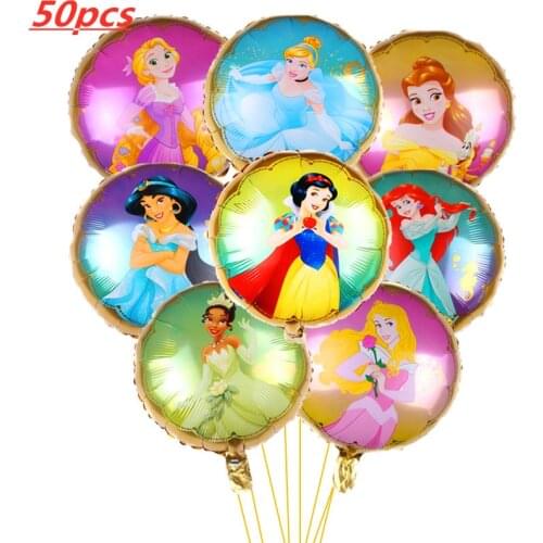 50pcs/set Cartoon 18 inch Princess balloons Baby Girl Happy Birthday party decorations Party supplies helium balloon Kids toys