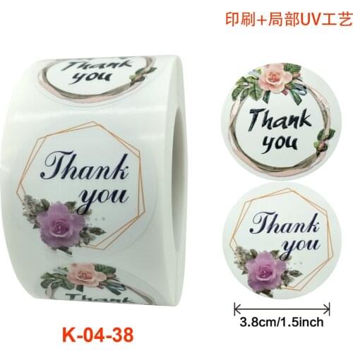 500pcs Labels 1.5inch Flower Thank You Stickers Scrapbooking For Gift Decoration Stationery Sticker Seal Label Handmade Sticker