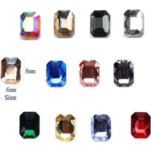 8x6mm 10/50pcs 3D Nail Art Rhinestones Flatback Shaped Glass AB Crystal Gem Stone AB Crystals Flatback octagon shape Rhinestones