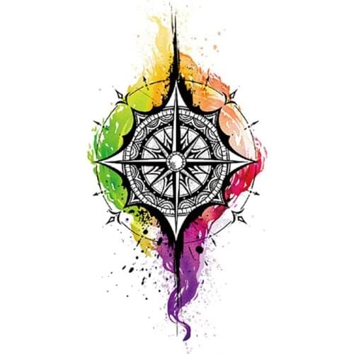 Watercolor Temporary Tattoo Stickers Cool Compass Cross Jewelry Fake Tattoos Waterproof Tatoos Arm Large Size Body Art Women Men