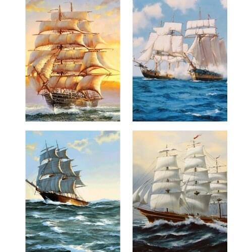 DIY Diamond Painting Sea Landscape Full Square Diamond Embroidery Sales sailboat Mosaic Art Home Decor Cross stitch Hand Painted