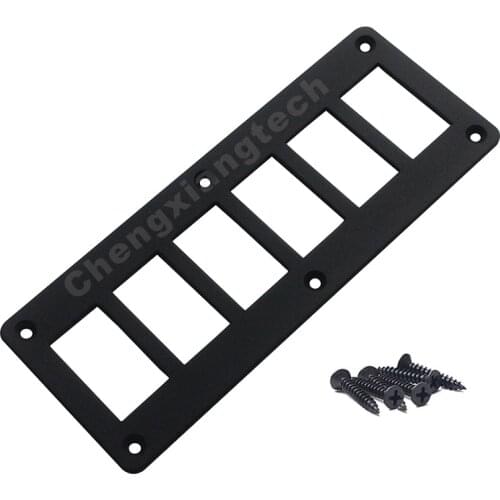 Aluminum 6 Way Gang Car Boat Truck Rocker Toggle Switch Housing Mount Holder Bracket Panel + 6 Screws