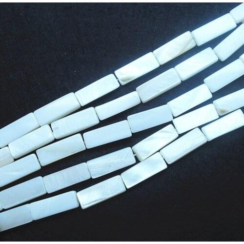 22pcs natural white shell beads loose mother of pearl beads size 7x18mm rectangle shape freshwater shell for women bracelets mak