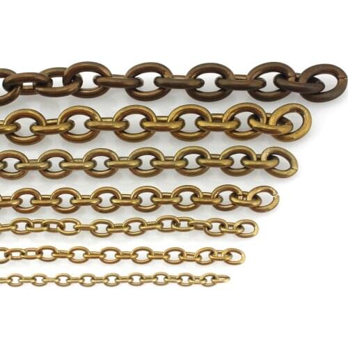 1 Meter Solid Brass O Ring Bags Chain Link Necklace Wheat Chain None-polished Bags Straps Parts DIY Accessories 7 Sizes