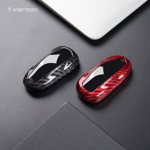 Carbon Fiber Car Key Case Cover Fit For Tesla Model S Model 3 Car Styling Accessories