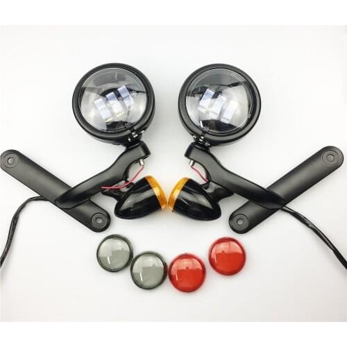 Black Auxiliary Lighting Brackets fog light with turn signals For harley Street Glide FLHX Electra Glide Trike Frame Parts 06-13