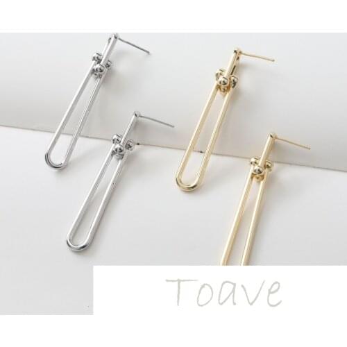 Real gold copper plated real gold long silver needle DIY earrings earrings material accessories