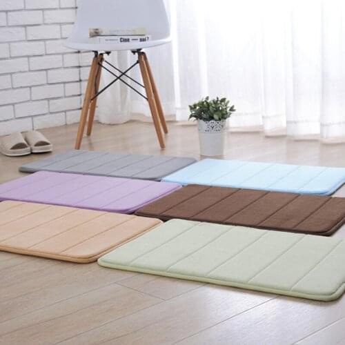 Home Bath Mat Coral Fleece Carpet Water Absorption Non-slip Memory Foam Washable Rug Toilet Bathroom Floor Mat