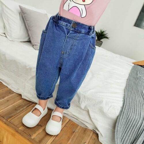 1 2 3 4 5 6 Years Toddler Girls Jeans Elastic Waist Fashion Denim Pants for Boys Trousers Casual Korean Kids Harem Pants 2020