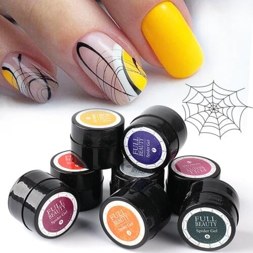 12 Colors Nail Art Spider Gel Design Painting UV Nail Polish Strong Stretch Glue Graffiti Wire Pulling Silk Nail Gel Spider