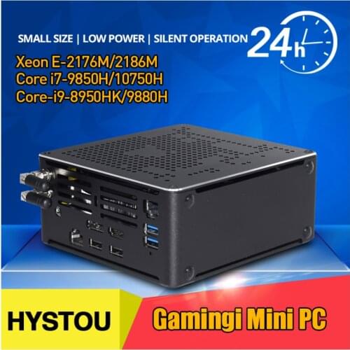 Hystou 2Lan Gaming Mini PC Core i9 10980HK i9 10880H Xeon E-2186 2*DDR4 M.2 NVMe Windows 10 Linux Computer 4K HTPC HDMI DP WiFi