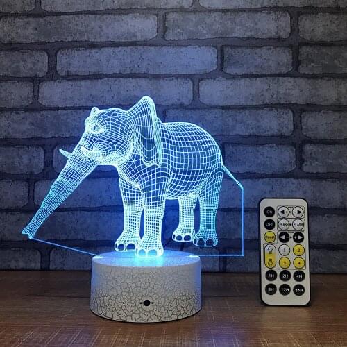 Creative Colorful Elephant Usb 3D Night Lamp Multifunctional Bedside Table Led Night Light Lovely cartoon childrens toys
