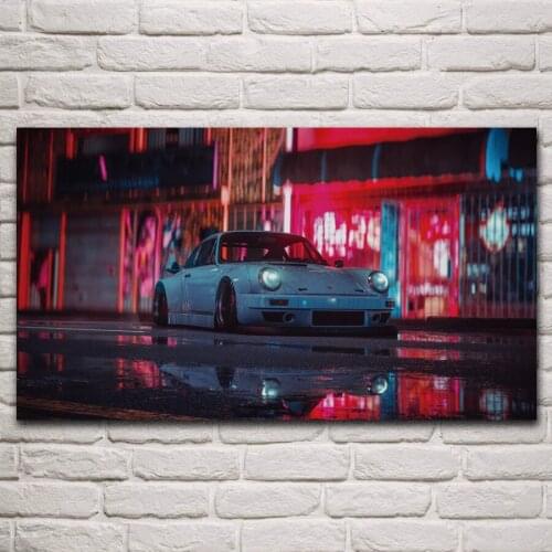 Cool blue custom 911 sport car 930 supercar fanart living room home decor art print canvas fabric poster KP367