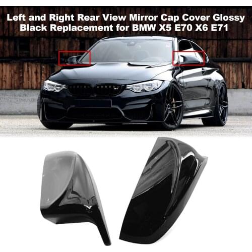 Left and Right Rear View Mirror Caps Cover Glossy Black Replacement for BM X5 E70 X6 E71 Car Exterior Parts Car Accessories