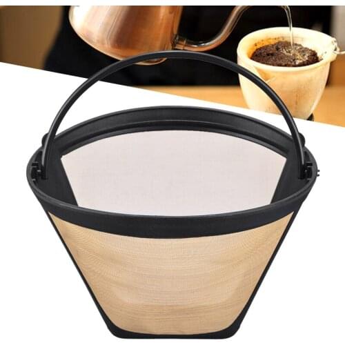 Reusable Coffee Filter Stainless Steel Conical Coffee Maker Filter Cone Mesh Strainer Golden Kitchen Cafe Tools