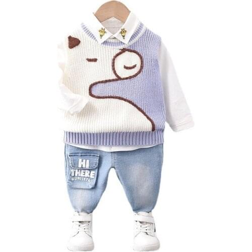 Fashion Children Outfits Spring Autumn Baby Girl Clothes Boys Casual Vest Shirt Pants 3Pcs/Sets Toddler Clothing Kids Tracksuits