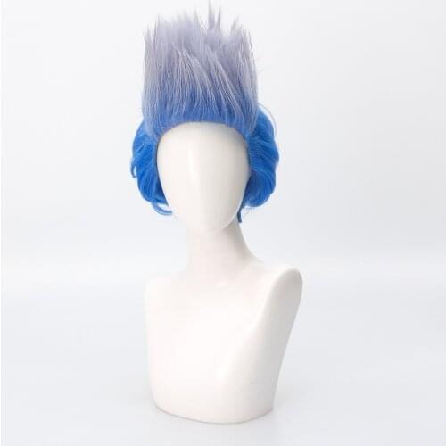 Descendants Hades Cosplay Wig Men Short Sapphire Blue Hair Anime Wig Heat Resistant Synthetic Wigs Halloween Fancy Party Cosplay