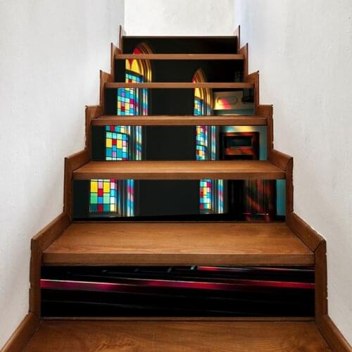 Decals Mural 3D Step Stair Sticker Window Colorful DIY Self Adhesive Waterproof Paper Poster For Print Art Picture Home Decor