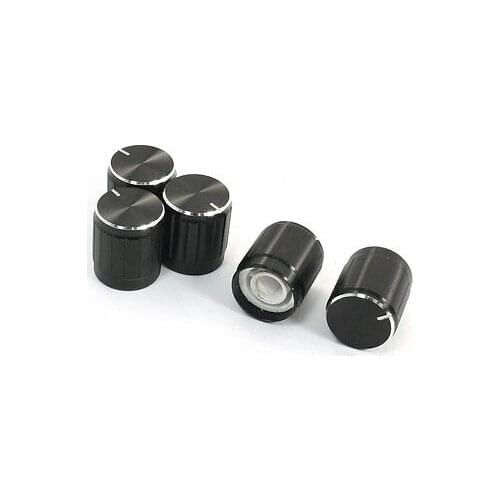 Nonslip Ribbed Grip Potentiometer Rotary Knobs Caps 6mm Dia. Hole Black 5pcs