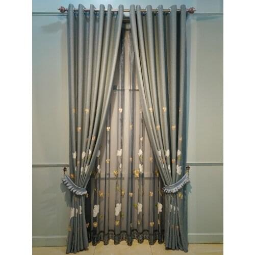 Nordic Simple Modern Light Luxury Embroidered Curtain Curtain for Balcony Living Room Bedroom Blackout Curtain Customization