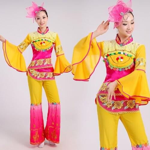 Hanfu yangko clothing womens drama national costume modern square dance stage performance traditional Chinese dance costume