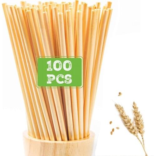 100pcs 20cm Disposable Wheat Straw Eco-Friendly Natural Wheat Drinking Straws Portable Environmentally Straws Bar Accessory