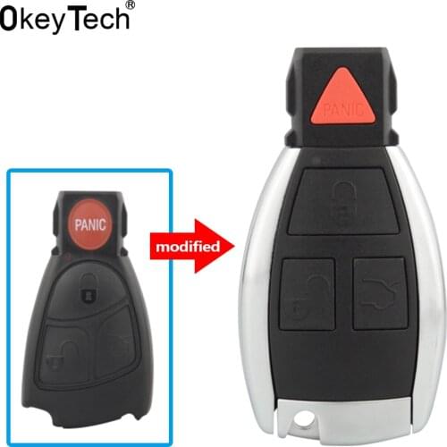 OkeyTech 2/3/4 Buttons Remote Car Key Case Fob Shell For Mercedes Benz MB C E Class S SL SLK CLK AMG 2001-2007 ML 2005-2010