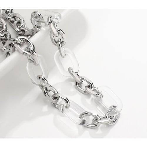 Flashbuy Hip Hop Chunky Cuban Thick Chain Necklace Women Male New Design Silver Color Alloy Acrylic Necklace Statement Jewelry