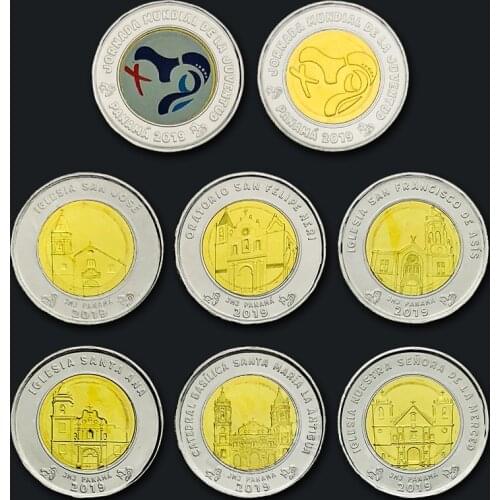 Panama 1 Balboa 8 pcs 1 set 2019 Issuing Coins Original Coin 100% Real Unc