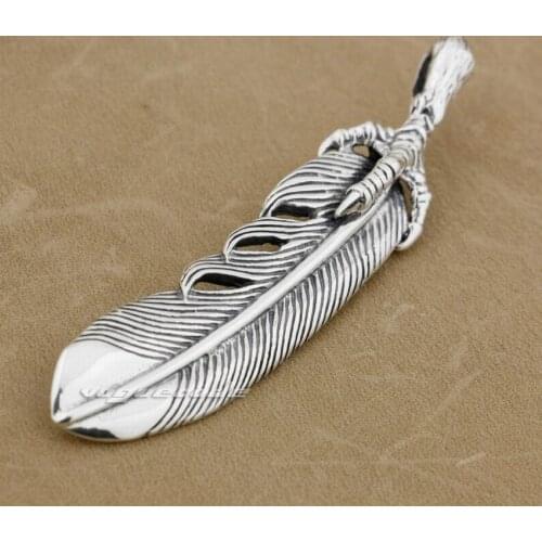925 Sterling Silver Huge Eagle Claw Leather Mens Biker Rock Punk Pendant 9H007 JP
