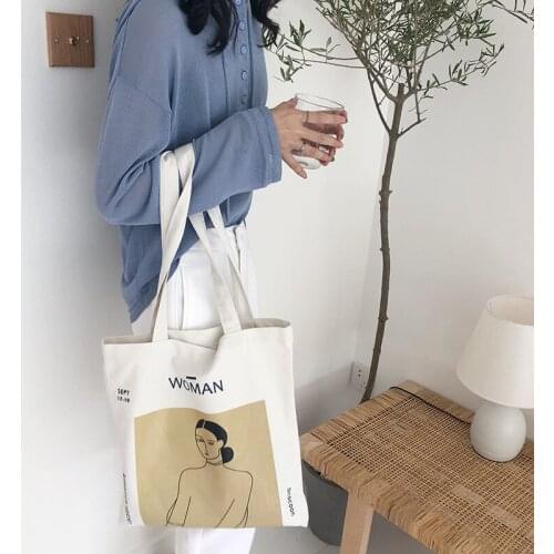 Simple Vogue Women Elegant Canvas Bag Handbags Fashion Ladies Shoulder Bags Casual Shopping Tote Bag Cute Girls Handbag