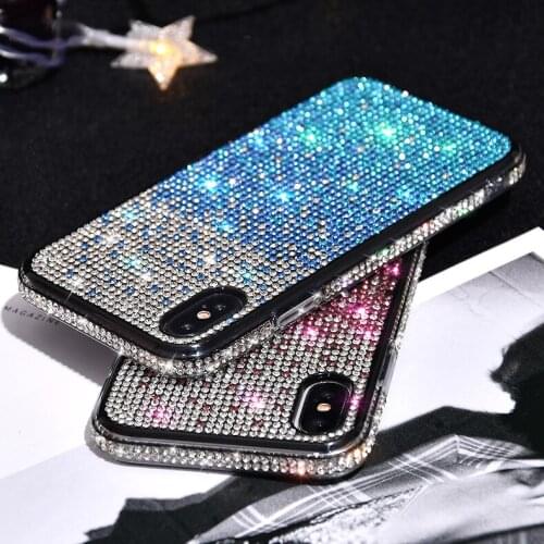 Gradient Rhinestone Phone Cases For iPhone 12 11 Pro MAX XS XR 8 Plus Samsung S21 S20 Scratproof TPU Protective Shockproof Case
