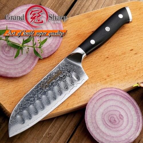 Santoku Knife 5 Inch vg10 Japanese Damascus Stainless Steel 67 Layers High Carbon Chef Kitchen Cooking Slicing Tools G10 Handle