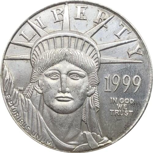 United States America 1999 W In God We Trust Liberty US Coin $100 One Ounce 1 OZ Bullion Silver Plated Copy Commemorative Coins