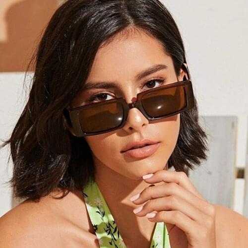 Retro Thin Frame Square Sunglasses Women Brand Rectangle Sun Glasses Vintage Small Colorful Shades Female oculos feminino UV400