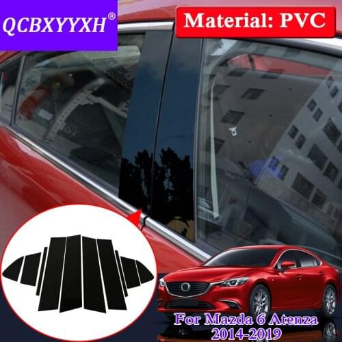 QCBXYYXH Car Styling Window Trim For Mazda 6 Atenza 2014-2019 PVC Glass Window Garnish Pillar Middle Sticker Decoration Film