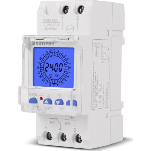 TM929 Series 24-hour Analog Timer 85-265V Backlight Display 96 Times 15 Mins With Battery Analog Timer