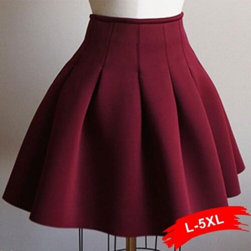 Plus Size Wine Red Pleated Mini Black Skirt 4XL Y2K Korean Kawaii Lolita Space Cotton Skirts Vintage Medieval Skater Skort 90S
