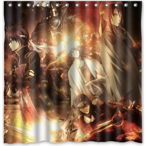 Waterproof customized decorative shower curtain unique Anime Gintama pattern bathroom anti-mold bath curtains 180*180cm