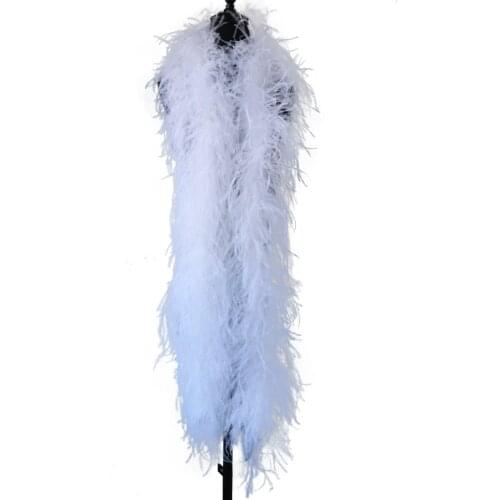 6Ply White Natural Ostrich Feather Boa For Crafts Ribbon Decoration/Shawl/Christmas Tree/Wedding/Clothing Sewing Wholesale 2M